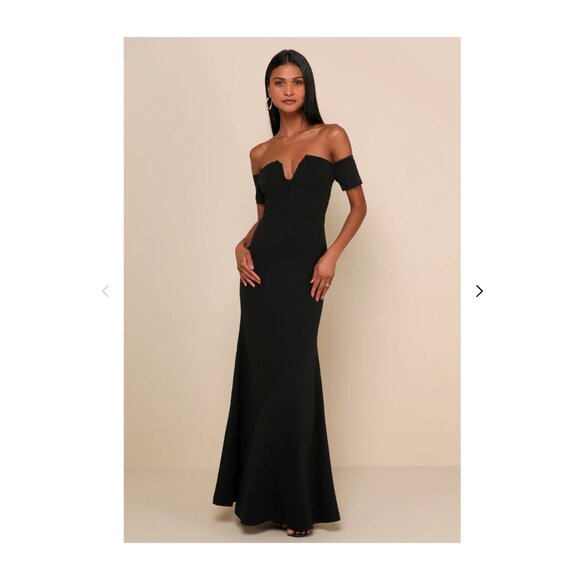 Lulu's Black Off-the-Shoulder Maxi Dress (NWT) - Picture 1 of 13